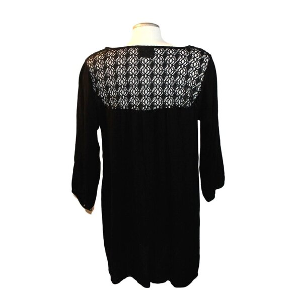 Addition Elle Tunic Blouse Womens 16 Black Crochet Lace Witchy Goth Whimsygoth - Picture 3 of 6